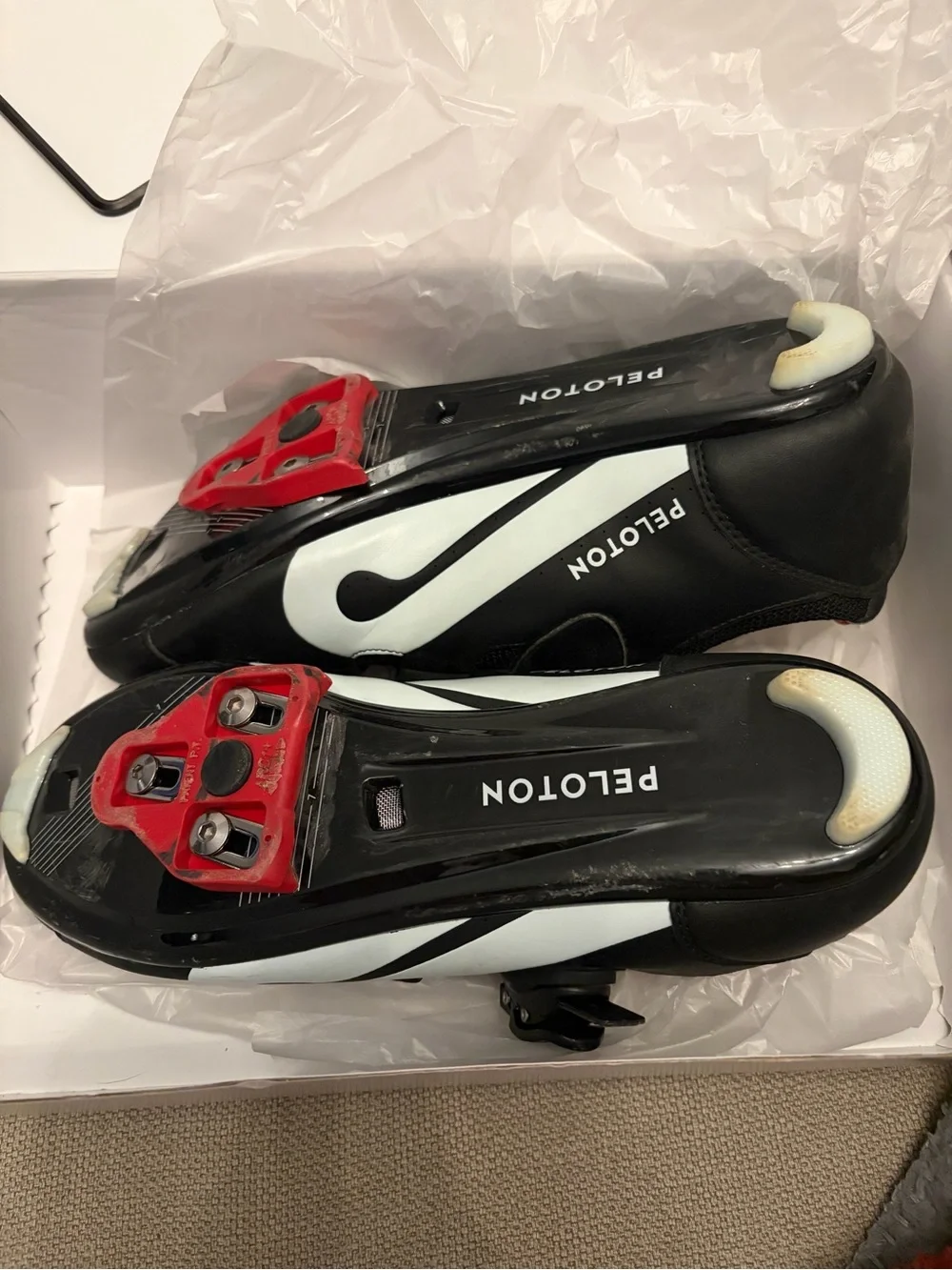 Peloton Men’s Black Cycling Shoes with Red Interior